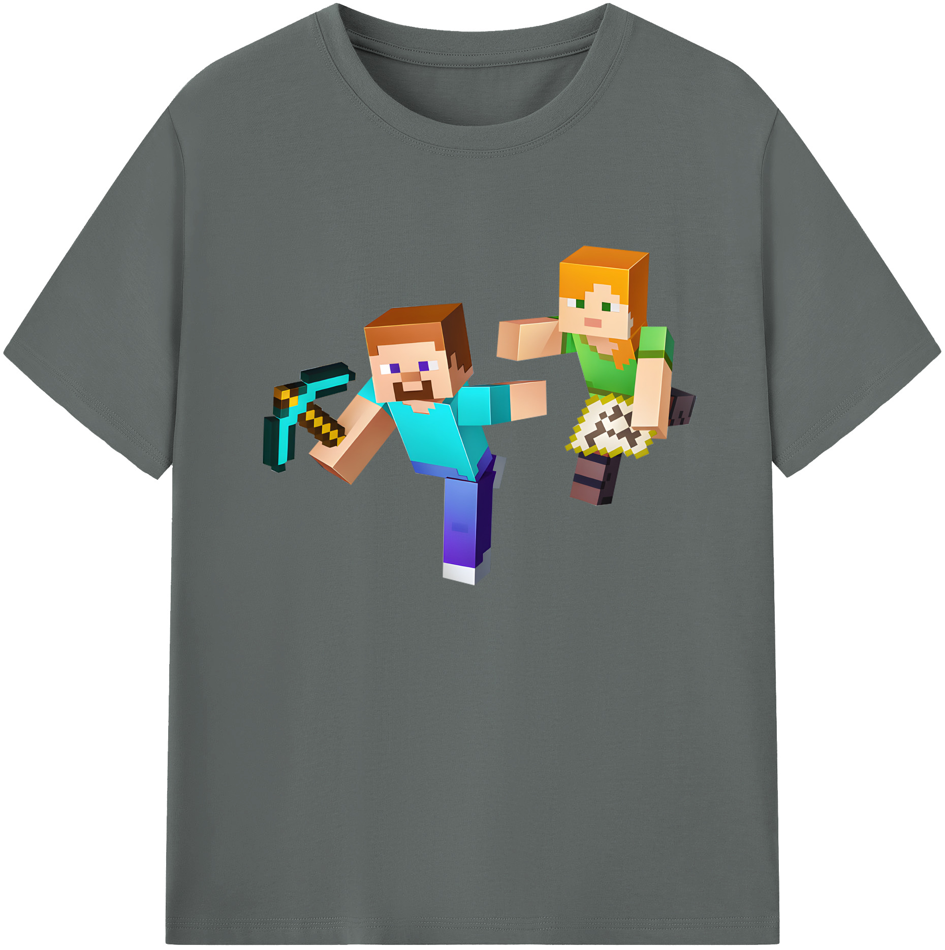 （画像用） マインクラフト ブロックの世界 Minecraft MC Block world 綿100％ メンズ半袖Tシャツ｜肌触りやわらか＆通気性